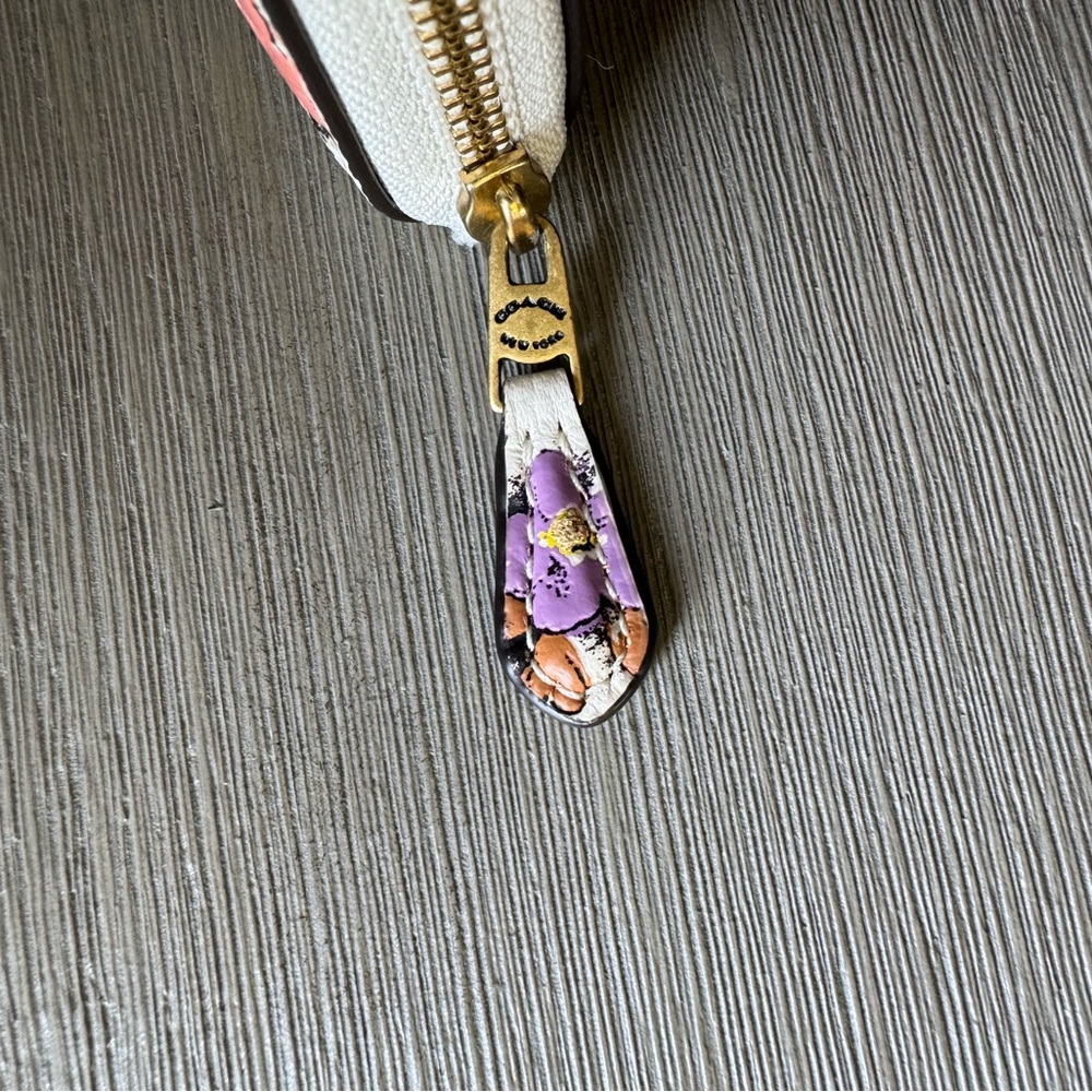 COACH Floral Print Leather Zip Around Wallet - Picture 4 of 16